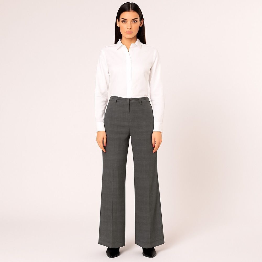 Revolve Norma Kamali Gray Plaid Classic Wise Leg Trousers